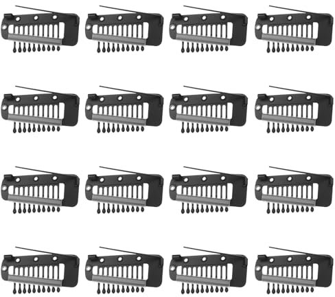 Lusofie 16 Stück Perückenclips Mit Sicherheitsnadel 10-Zähne-Haarextension Clips Haar Verlängerungs Clip Unsichtbare Perückenclip Mit Schnappkamm Für Kopftücher Perücken Frauen Mädchen(Schwarz)
