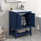 A ALFRESCOOL Mueble de baño individual con armario bajo 60 cm con lavabo de cerámica, color azul
