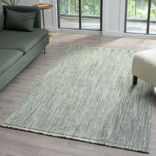 LUXE WEAVERS Solid Machine Woven Green 6x9 Area Rug, Indoor Stain-Resistant Carpet