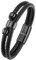 Zysta Geschenk für Männer - Herren Armband Personalisiert - Lerderarmband - geflochten Echtleder Wickelarmband mit Magnetverschluss (Schwarz)