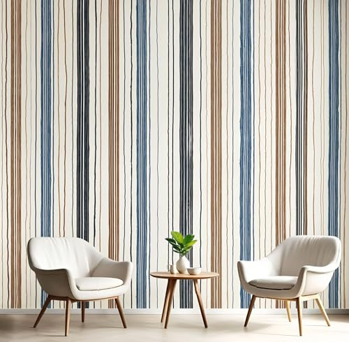 ANALTIRCE Mural Wallpaper Simple Lines Mural Photo Wallpaper Bedroom Living Room 200×150cm Non-Woven Premium 3D Effect Vertical Stripes Print Wall Art for Hallway