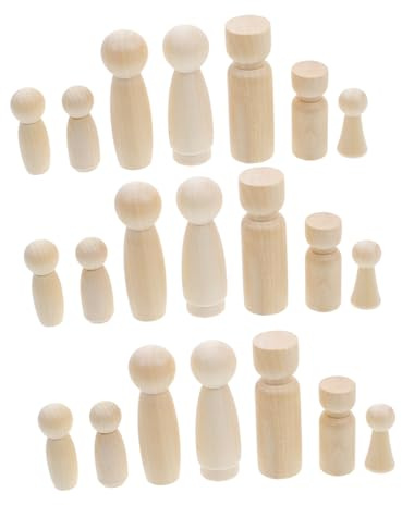 50 Stück Unbemalte Holzfiguren zum Bemalen für Kinder | Braun, Gemischter Stil, Leichte Ausführung, Handgefertigt, für Weihnachtsdekoration und Schreibtisch Zufälliger Stil