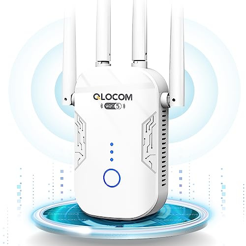 QLOCOM 2026 Newest1 WiFi Booster Range Extender 1200Mbps WiFi Extender Booster Dual Band 5GHz & 2.4GHz Wireless Internet Booster/Hotspot with Wider Coverage, Broadband Extender, UK Plug