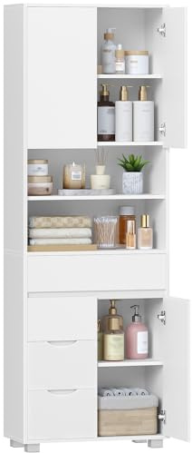 Hzuaneri Armario Alto Baño, Columna Baño, 30 x 60 x 190 cm, Blanco