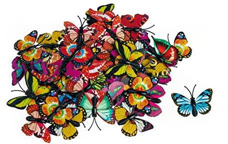 VBS XXL Streuteile Schmetterling 50 Stück 4,5x3,8cm aus Kunststoff bunt Deko Schmetterlinge 3D Wand