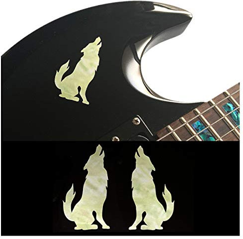 Inlay Stickers für Gitarren & Bass - Wolf (L&R) - Weiß Perle