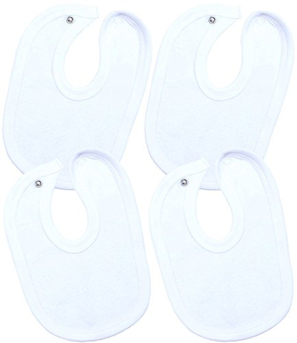 BabyPrem Premature Baby Bibs 4 Pack Terry Snap on Clothes Boy Girl Unisex White