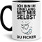 Tassendruck Spruch-Tasse Einklang mit Mir Selbst Innen & Henkel Schwarz - Mug/Cup/Becher/Lustig/Witzig/Geschenk-Idee/Karma/Fun/Beste Qualität - 25 Jahre Erfahrung