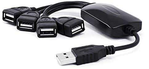 Villageboom 4-Port USB 2.0 Hub, 4-Way Splitter, Plug & Play, Black, Compatible with Windows 10/8.1/8/7/Vista/XP/Linux/MacOS, Supports Printers, Laptops, Speakers, Mouse, Smartphones