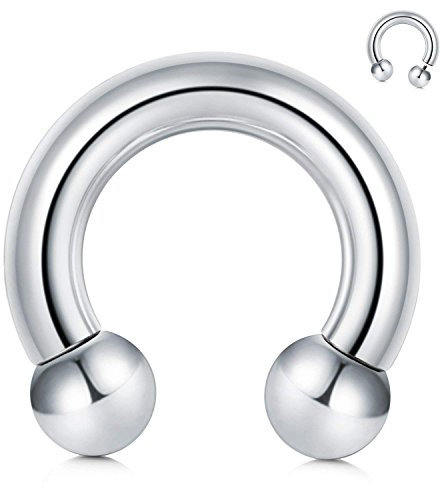 Funseedrr 316L acier chirurgical intérieurement fileté circulaire Barbell fer à cheval anneau(2 2.5 3 4 5 6 8 10mm épaisseur)
