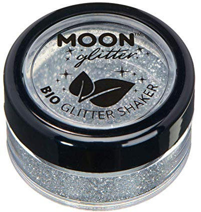 Saleros de Purpurina Eco Biodegradable de Moon Glitter - Purpurina 100% Cosmética Bio para Cara, Cuerpo, Uñas, Pelo y Labios - 5g - Plata