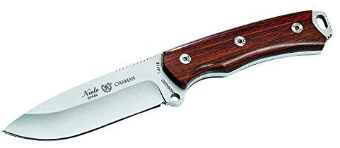 MIGUEL NIETO Cuchillo Chaman Cocobolo 140-CK Plus Acero Vanadio 1.4116 Funda de Cuero, Kit de Supervivencia + Tarjeta Multiusos de Regalo