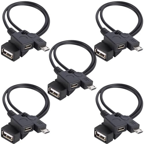 USB-OTG-Kabel für Firesticks 4K/4K Max/Cube/Lite/2. Generation, universeller Micro-Power-fähiger Adapter, Android-Geräte, Samsung, LG, HTC, 15,2 cm, 5 Stück