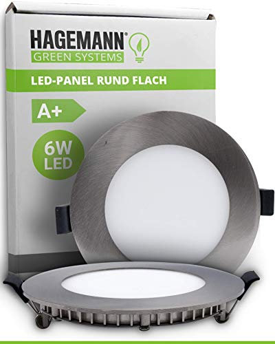Hagemann® 1 x LED Panel rund 6 Watt 570lm – Ø 105mm Bohrloch – flach 230V Spots Deckenleuchte Einbauleuchte