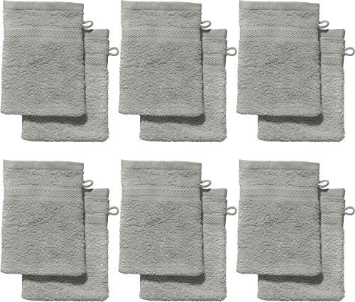 REDBEST Waschhandschuhe, Waschlappen 12er-Pack Chicago grau Größe 15x21 cm - saugstark, strapazierfähig, ideal für Reisen, Sport (weitere Farben)
