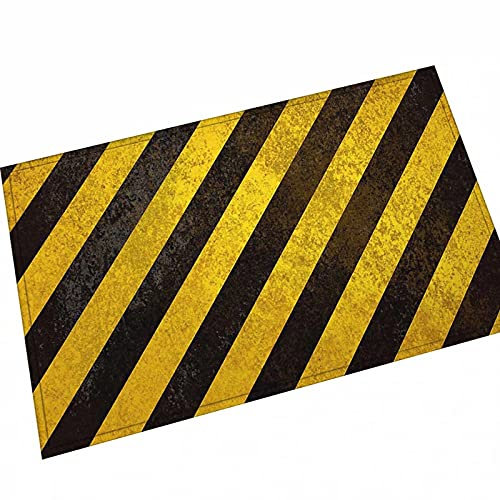 Fußmatte für den Innenbereich, saugfähig, Schlamm und Schnee, magisch, Schmutzfangmatten, flaches Profil, maschinenwaschbar, gestreift, Schwarz/Gelb, 59,9 x 80,9 cm