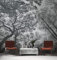 Livingwalls Fototapete Wald Grau Schwarz 382401 The Wall 3,71 m x 2,80 m Wohnzimmer Schlafzimmer Küche Flur Esszimmer Büro