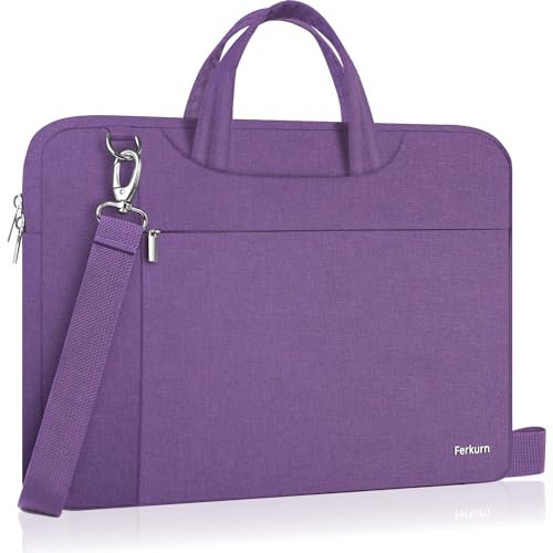 Ferkurn Laptop Bag Case for Women Men, Laptop Sleeve Computer Bag Briefcase with Shoulder Compatible with Macbook Pro/Air, HP Chromebook, XPS, ASUS, Acer, Samsung, Purple, 17 17.3 Inch