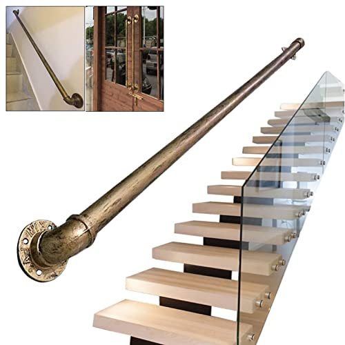 CNFDDM Handlauf aus Messing für Treppen im Innen- und Außenbereich, Haltegriff-Geländer, rutschfeste, an der Wand montierte Handläufe Geländer Stufen Treppen Handlauf für ältere Kinder (Size : 30cm)