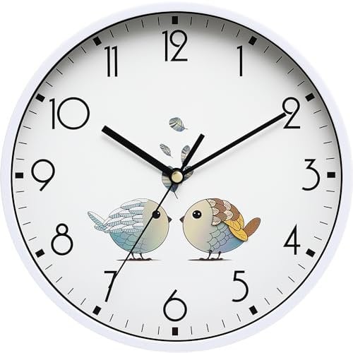 KSYOU 8 Inch Round Wall Clock Silent & Non-Ticking Retro Wall Clock Operated for Living Room Bedroom Kitchen Children Room(20 cm 8 inch), White