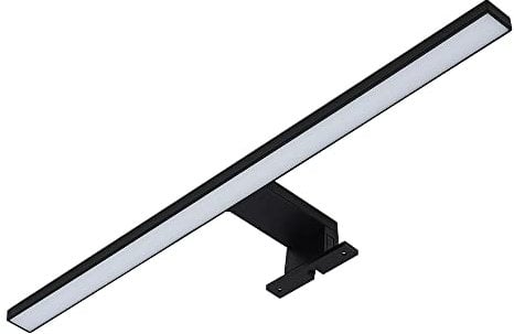 Kwazar Luminaire LED Spiegelleuchte Badezimmer 10W 680LM 50cm Neutralweiß 4000K IP44 230V Wandleuchte Spiegellampe, Badezimmerschrank Spiegelleuchten Anita Schwarz