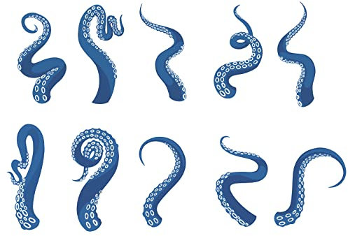 SUPERDANT Wandaufkleber Blaue Oktopus Tentakel Wandsticker Oktopus Wandtattoo Peel and Stick Wanddekor Meerestier Thema Wandkunst Vinyl Wandsticker Für Badezimmer Kinderzimmer Unterwasser Dekor