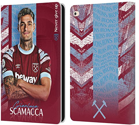 Head Case Designs Offizielle West Ham United FC Gianluca Scamacca 2022/23 Erstes Team Leder-Wallet-Hülle Kompatibel mit Apple iPad Air 2 (2014)