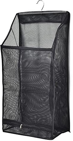 Eastuy Mesh Laundry Hamper - Foldable Hanging Clothes Storage Basket - Machine Washable Door Hanging Laundry bag with A Stainless Steel Hook for Cabin, College Dorm Use