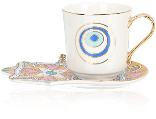 Türkische Kaffeetassen Set Mokkatassen-Set Untertasse, Mokkatassen, Cappuccino, Kaffeeservice mit Untertasse aus Porzellan Kaffeeservice mit Untertasse aus Porzellan