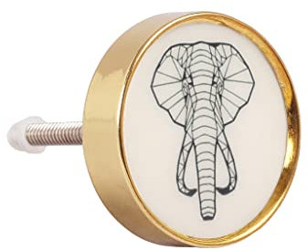 G Decor Brass Wild Animals Design Door Knob Cupboard Drawer (Elephant)