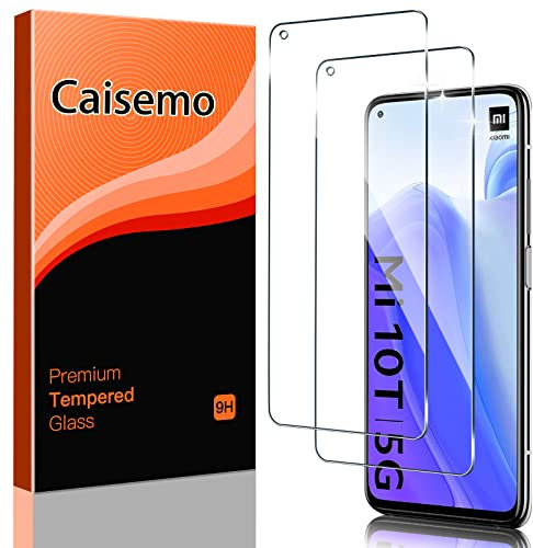 Caisemo Paquete de 2 protectores de pantalla de vidrio templado para Xiaomi Mi 10T 5G, Mi 10T Pro 5G de 6.67 pulgadas, (no para Mi 10t Lite), dureza 9H, antiarañazos, tacto suave