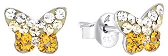 Amor Ohrstecker 925 Sterling Silber Mädchen Kinder Ohrschmuck, mit Preciosa, 0,6 cm, Silber, Schmetterling