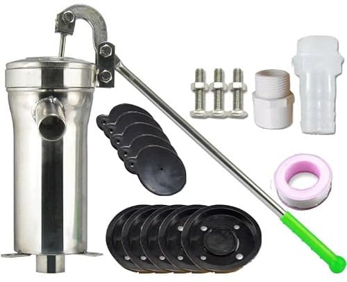 Tiefbrunnenpumpe, Edelstahl-Handbrunnenpumpe, 10 m Tiefbrunnen-Handpumpe, große Wasserausbeute, Grundwasser-Krugpumpen-Kit für Garten, Hof, Bauernhof, manuelle Brunnenpumpe, Hebebühne, 3,2 cm
