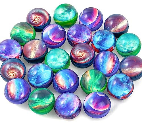 Pllieay 24PCS Galaxy Bouncy Balls, Space Bouncy Balls Bulk 32mm Space Theme Bouncy Balls für Kinder Party Favors, Weihnachten Geschenk Tasche Füllen