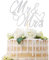 Sotpot 1 Pack Mr Mrs Cake Topper, Silver Glitter Love Mr Mrs Cake Pick Wedding Party Decorations Bridal Shower Wedding Cupcake Decoration Party Supplies