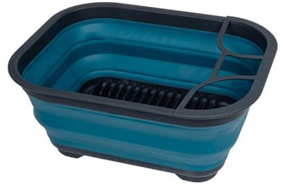 Secador de platos plegable con desagüe de silicona, escurridor para camping, fregadero, 45 x 35 cm