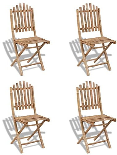 HEFZGDB Sedie da Esterno Pieghevoli 4 pz in Bambù Poltrone da giardino Sedie da esterno Giardino arredo esterno Adatto a patio, soggiorno, giardino.