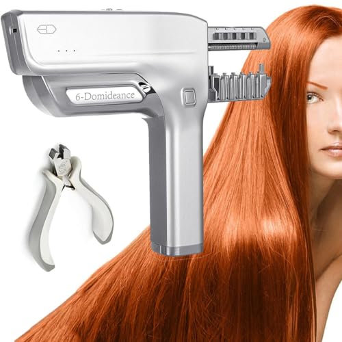 6D Hair Extensions Machine Kit, 6D Hair Extension Gun For Salon Human Hair, Invisible Seamless Hair Extension With Pliers, 1 Row 5 Bundles, Fast Installation And Removal