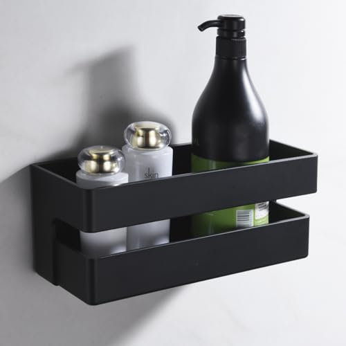 IMEX Seifenschale für Seife, Seifenschale für Badezimmer, multifunktionale Seifenschale für die Wand, Seifenschale vorne aus schwarzem PVC, mattschwarz