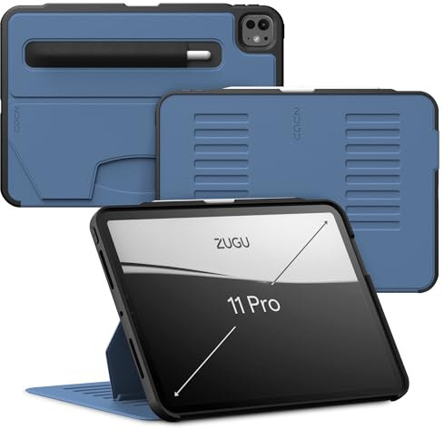 ZUGU CASE iPad Pro 11 Zoll Hülle (M4 / M5) 2024/2025 schlanke Schutzhülle 8 Winkel-Ständer magnetisch, Aufladen iPad Stiftes Auto Sleep/Wake Up [ Pro11 Schieferblau ]