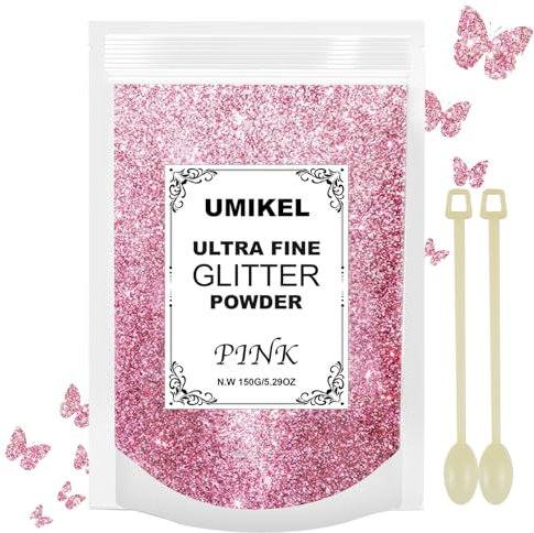 150G/5.29OZ Fine, Gold Ultra Sparkle, Craft for Resin Art DIY Crafts, Body Nail Glitter, Festival Glitter for Christmas Decoration, DIY Party Decorations Paint 0.2MM (Pink)