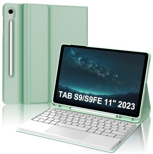 Occtingkind, Tastiera per Samsung Galaxy Tab S10 FE 2025, Custodia con Tastiera per Samsung S10 FE/S9 FE/S9 10.9/11 pollici, Cover con Staccabile Touchpad Bluetooth Keyboard, Italiano, USB C, Verde