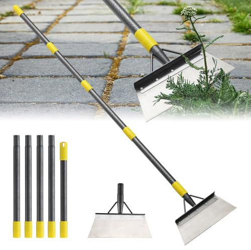 Garden Flat Shovel - Floor Scraper, 60 Multifunctional Garden Cleaning Shovels, Heavy Duty Floor Scrapers Long Handle,Metal Weeding Scraper for Lawn Edging, Snow Ice Removal,Snow Ice Scraper