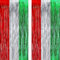Italien Luftschangen Rot Silber Grün - GREATRIL Eurovision Song Contest Lametta Vorhang Party Fotowand Foil Hintergrund Deko für Italienische Weihnachten Geburtstag Geburtstag Silvester Party