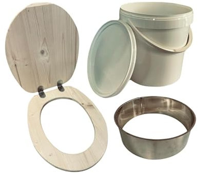 KIT complet fabrication Toilette seche en Bois avec bavette INOX + seau plastique et gabarit - Fabrication Française Artisanale -