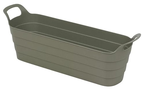 URBNLIVING Herb Pots with Handles Plastic Flexi Green Garden Planter Flower Window Box 100% Recycled Farmhouse Patio Troughs Indoor Outdoor