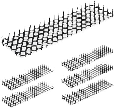 Relaxdays Dornengitter, 6er Set, Marder- & Katzenabwehr, Schutz für Beete, Pflanzen, Kunststoff, Stachelmatte, schwarz