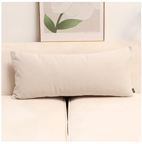 Kissenbezug 30x50 30x60 30x70 für Nackenstützkissen, Kissenhüllen 40x60 Couch, Rechteckig Sofakissen 50x70 Bezug Grau Beige Zierkissenbezug, Kissenhülle für Couch Sofa(Beige,35x70cm)
