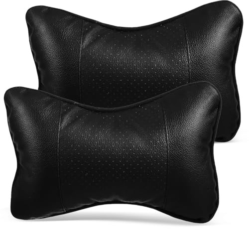 2 Stück Nackenkissen für Autokopfstützen, Knochenförmig 27x18x9cm | Acryl, Schwarz, Universelle Passform für Vier Jahreszeiten, für Fahrzeuginnenraum und Reisen