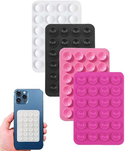 4 PCS Phone Sticky Pad Grip, Suction Phone Holder Sticky Pad, Silicone Phone Sticky Grip, for Mobile Power Cellphones Selfies and Videos